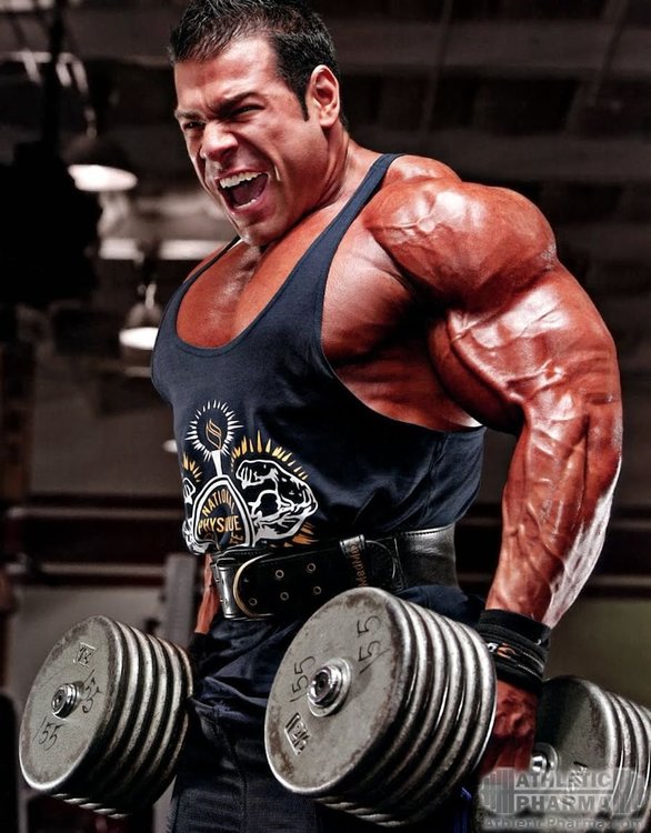 Качек поднимает гантели